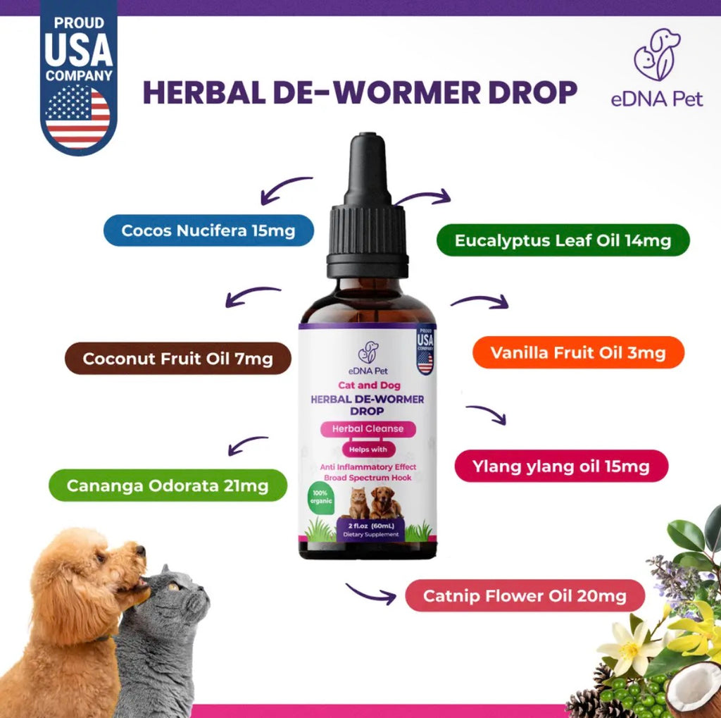 Edna Pet Dewormer Extract Drops for Dogs & Cats, 2 fl oz