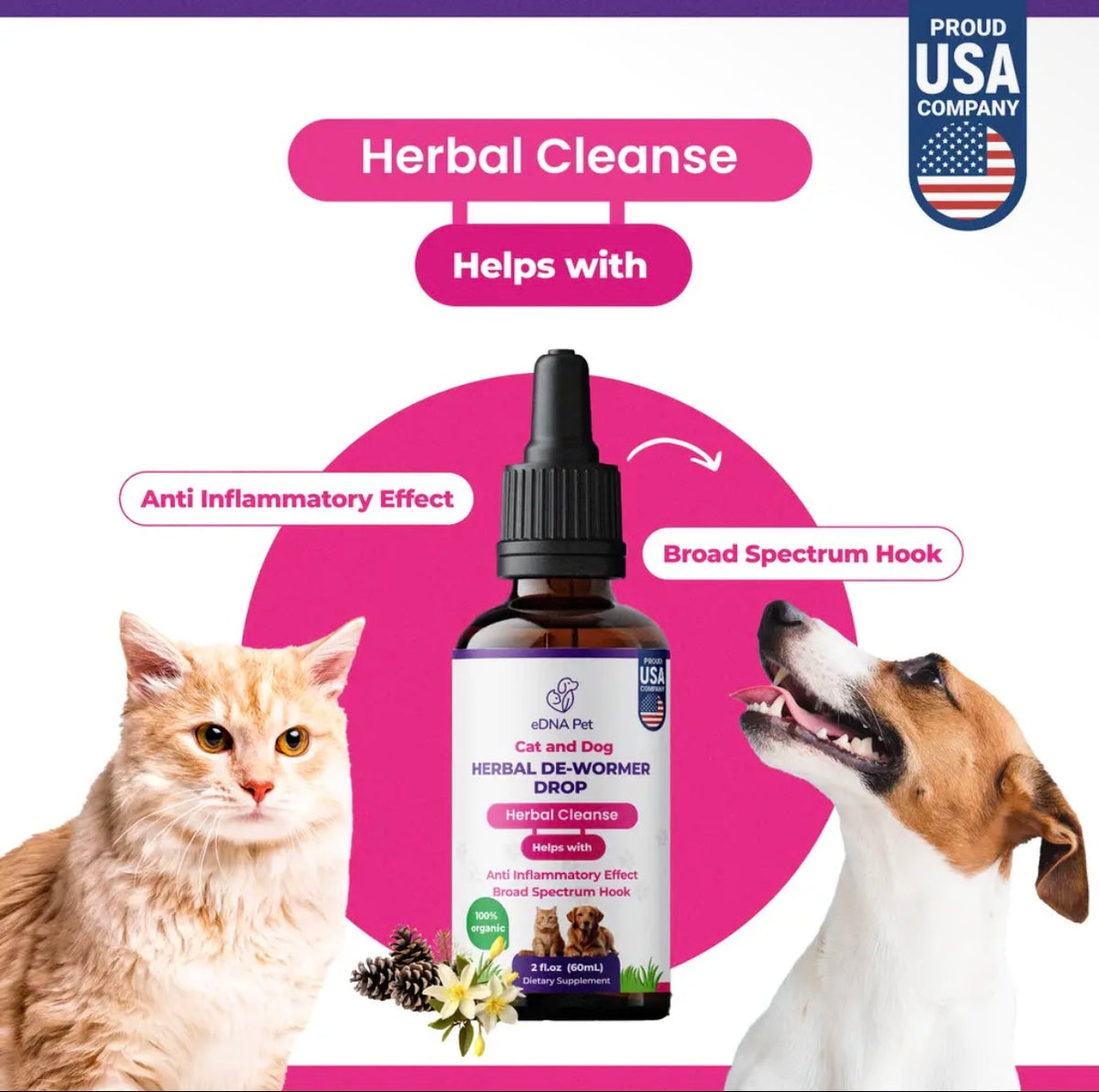 Edna Pet Dewormer Extract Drops for Dogs & Cats, 2 fl oz